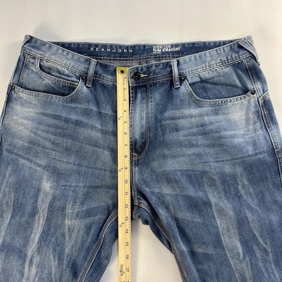 Sean John Jeans Mens 40x32 Blue Mercer Slim Straight Fit Casual - Picture 7 of 7